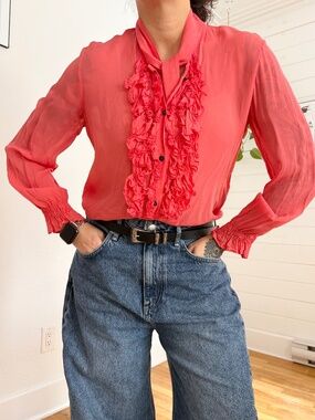 Just Cavalli sheer ruffle blouse